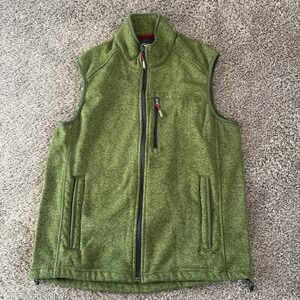 Orvis Vest Mens Large Green Fleece Full Zip Sleeveless Outdoor Layer Warm Hiking